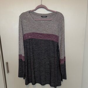 BloomChic Gray and Purple Long Sleeve Top